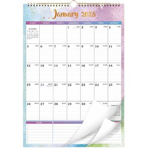 2025 Wall Calendar - Wall Calendar 2025, 12" x 17", Jan.2025 - Dec.2025, 2025 Calendar with 12 Months, Twin-Wire Binding + Hanging Hook + Large Ruled Blocks with Julian Dates