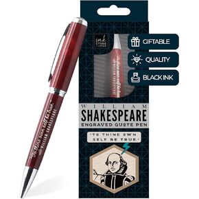 William Shakespeare Engraved Inspirational Quote Pen - To Thine Own Self Be True. - Literary Gifts for Writers Authors Readers Actors Librarians English Teachers