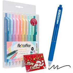 Retractable Ballpoint Pens Assorted Colors 0.7mm, Medium Point with Super Soft Grip, Christmas Multicolor Pens Gifts - 10 Pack