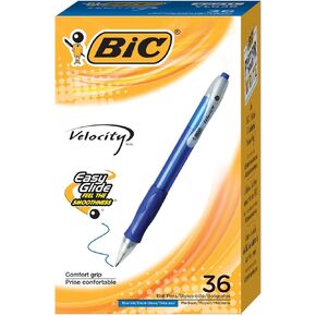BIC Velocity Retractable Ballpoint Pens, Medium Point (1.0 mm), Blue Ink Pens, 36-Count Pack
