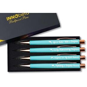 InnoBeta Dolphin Gifts for Women & Dolphin Lovers, Ballpoint Pen Set of 4, Dolphin Gift for Birthday & Christmas