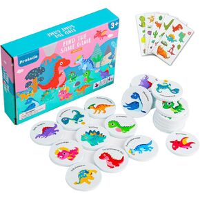 Wooden Match Memory Game for Kids, 24Pc Memory Matching Cards with 5Pc Tattoo Stickers, Educational Memory Matching Game (Special Dinosaur)