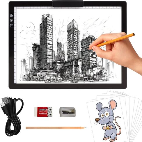 Rechargeable A4 Light Pad with Innovative Stand and Top Clip, Elice Wireless Bright Light Tracing Board Portable LED Artcraft Tracer Box for Artists, Drawing, Cricut Weeding Vinyl, Diamond Painting in Kuwait