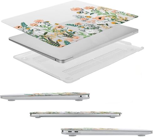 MOSISO Compatible with MacBook Air 13 inch Case 2022 2021 2020 2019 2018 A2337 M1 A2179 A1932, Plastic Wild Flowers Hard Case&Keyboard Cover&Screen Protector for MacBook Air 13.3 inch Case,Transparent in Saudi Arabia