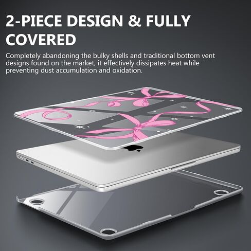 Tuiklol for MacBook Air 13.6 inch Case 2024 2023 2022 Release M3 A3113 M2 A2681,Ultra-Thin Crashproof Hard Shell Cases with Keyboard Cover & Dust Plug & Screen Protector, Bowknot in Kuwait