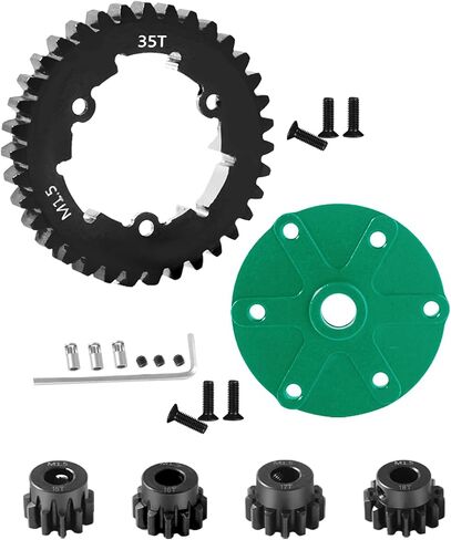 35T Spur Gear Cush Drive ترقيات جزء لـ 1/5 X-Maxx 6S، X-Maxx 8S Monster Truck، غطاء محرك كوش من الألومنيوم، فولاذ كربوني متوسط ​​35T 1.5 Spur Gear مع ترس ترس (15T/16T/17T/18T)، أخضر in Kuwait