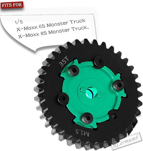 35T Spur Gear Cush Drive ترقيات جزء لـ 1/5 X-Maxx 6S، X-Maxx 8S Monster Truck، غطاء محرك كوش من الألومنيوم، فولاذ كربوني متوسط ​​35T 1.5 Spur Gear مع ترس ترس (15T/16T/17T/18T)، أخضر in Kuwait