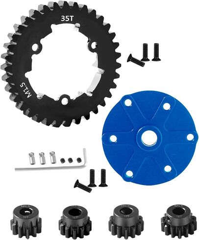 35T Spur Gear Cush Drive ترقيات جزء لـ 1/5 X-Maxx 6S، X-Maxx 8S Monster Truck، غطاء محرك كوش من الألومنيوم، فولاذ كربوني متوسط ​​35T 1.5 Spur Gear مع ترس ترس (15T/16T/17T/18T)، أخضر in Kuwait