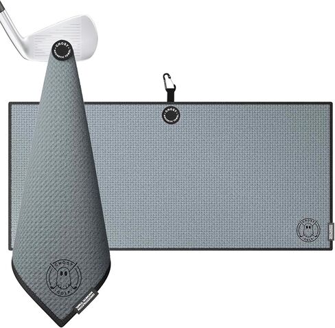 Ghost Golf Magnetic Towel (Caddie) - Premium Ultra-Absorbent Microfiber Golf Towel with Magnet for Golf Carts or Clubs - 18" x 40" Golfing Gear - Waffle Weave Pattern (Grey) in Saudi Arabia
