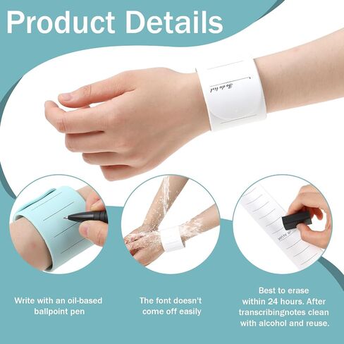 2PCS Slap Bracelet to Do List, Wearable Notepad Slap Bracelets Waterproof Wristbands, Silicone Memo Wristbands Nurse Vet Reminder Erasable Wrist Notepad with Pen and Eraser in Saudi Arabia
