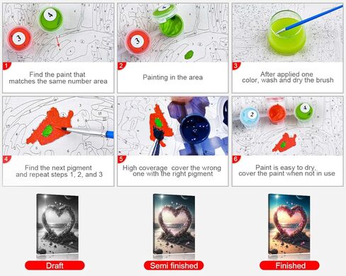 TUMOVO DIY الطلاء بالأرقام للبالغين زهرة القلب الكبار الطلاء حسب الأرقام مجموعات على قماش مع فرش وصبغة الاكريليك الشاطئ عند غروب الشمس مجموعات الطلاء للبالغين الحرف الفنية 16 "× 20" (بدون إطار) in Kuwait