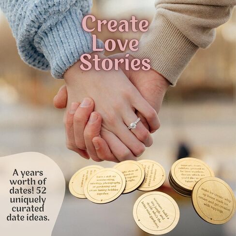 لعبة Date Night Box - 52 فكرة للتاريخ الرومانسي + 4 تواريخ مخصصة وعملة صانع القرار - هدية ممتعة للأزواج، واحتفالات الذكرى السنوية، وحفلات الزفاف، وحفلات توديع العزوبية، له ولها، والذكرى السنوية in Kuwait