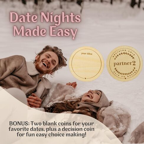 لعبة Date Night Box - 52 فكرة للتاريخ الرومانسي + 4 تواريخ مخصصة وعملة صانع القرار - هدية ممتعة للأزواج، واحتفالات الذكرى السنوية، وحفلات الزفاف، وحفلات توديع العزوبية، له ولها، والذكرى السنوية in Kuwait