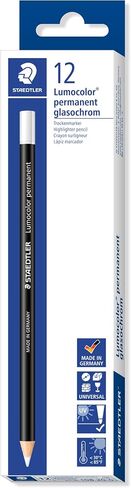 STAEDTLER 108 20-0 Lumocolor Glasochrom Permanent Dry-Marker Pencil - White (Box of 12) in Saudi Arabia