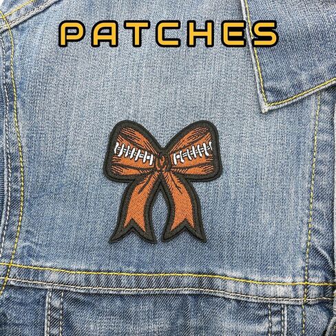 Football Iron On Patches, Embroidered Jeans Patches, Trendy Bow Bowknot Women Sports Applique Girl Emblem Badge Sew On/Iron On Patch for Jeans, Backpacks, Clothes, Clothing, Jackets, & Hats. in Saudi Arabia