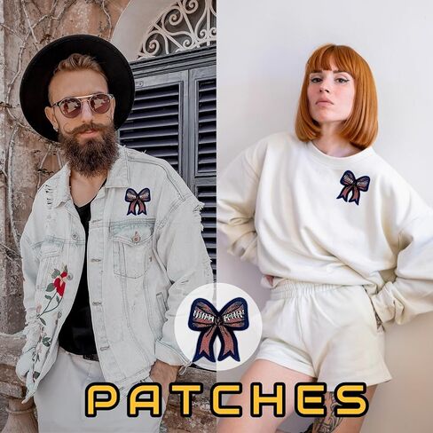 Football Iron On Patches, Embroidered Jeans Patches, Trendy Bow Bowknot Women Sports Applique Girl Emblem Badge Sew On/Iron On Patch for Jeans, Backpacks, Clothes, Clothing, Jackets, & Hats. in Saudi Arabia