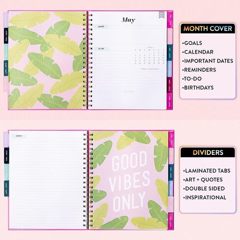 2025 Eccolo Large Spiral Agenda Planner, Hardcover, Weekly & Monthly Pages, 12 Month, Art + Quotes (Extra Large - 9" x 10.5") in Kuwait