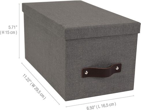 Bigso Silvia Organizational Storage Box | Photo Storage Box with Leather Handle for Shelves and Stacks Easily | Durable and Decorative Storage Boxes with Lids | 5.9″ x 6.5″ x 11.6″ | Ash in Saudi Arabia