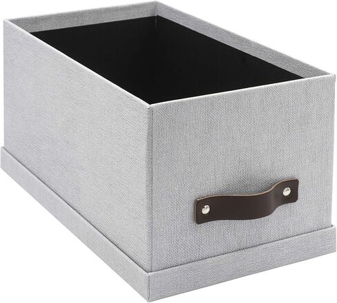 Bigso Silvia Organizational Storage Box | Photo Storage Box with Leather Handle for Shelves and Stacks Easily | Durable and Decorative Storage Boxes with Lids | 5.9″ x 6.5″ x 11.6″ | Ash in Saudi Arabia