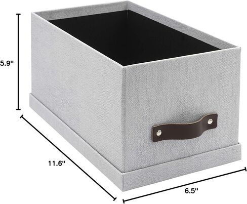Bigso Silvia Organizational Storage Box | Photo Storage Box with Leather Handle for Shelves and Stacks Easily | Durable and Decorative Storage Boxes with Lids | 5.9″ x 6.5″ x 11.6″ | Ash in Saudi Arabia