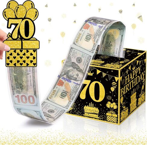 chiazllta 30th Birthday Surprise Gift Box Happy Birthday Money Box for Cash Pull Out Surprise Box Explosion for Girls Boys with Greeting Card Money Roll Gift Box for 30th Birthday Party Black Gold in Saudi Arabia