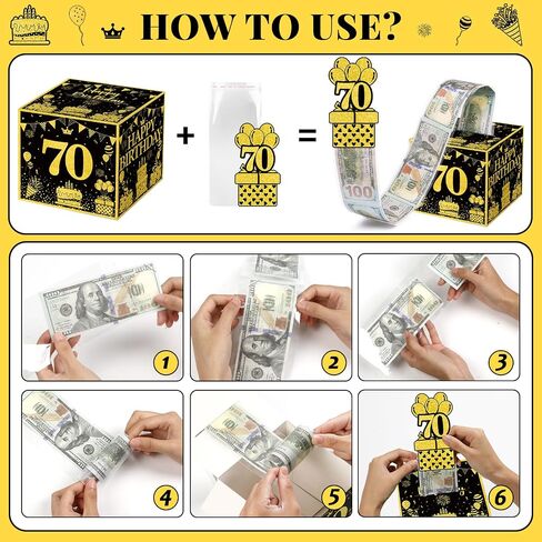 chiazllta 30th Birthday Surprise Gift Box Happy Birthday Money Box for Cash Pull Out Surprise Box Explosion for Girls Boys with Greeting Card Money Roll Gift Box for 30th Birthday Party Black Gold in Saudi Arabia