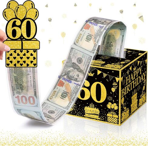 chiazllta 30th Birthday Surprise Gift Box Happy Birthday Money Box for Cash Pull Out Surprise Box Explosion for Girls Boys with Greeting Card Money Roll Gift Box for 30th Birthday Party Black Gold in Saudi Arabia