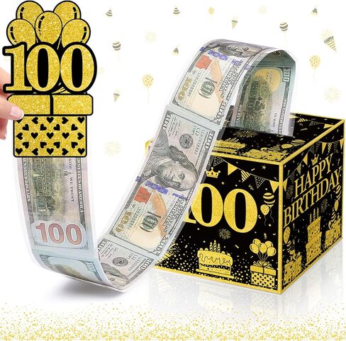 chiazllta 30th Birthday Surprise Gift Box Happy Birthday Money Box for Cash Pull Out Surprise Box Explosion for Girls Boys with Greeting Card Money Roll Gift Box for 30th Birthday Party Black Gold in Kuwait