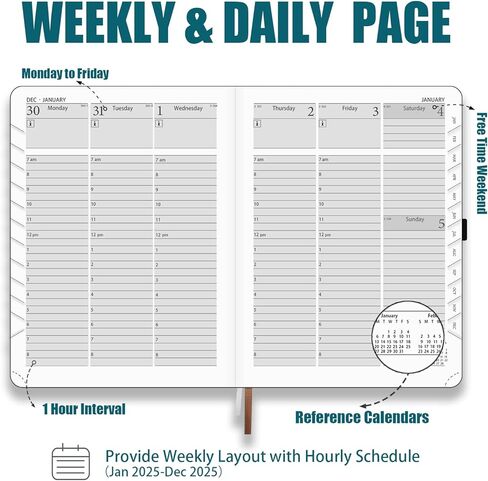 مخطط 2024-2025، كتاب مواعيد يومي أسبوعي وشهري 2025، حجم متوسط ​​(6.5 بوصة × 8.5 بوصة)، جدول تقويم بغطاء صلب مع جدول كل ساعة، علامات تبويب شهرية، 100 جرام في المتر المربع، مثالي لتخطيط مكتب المدرسة والمنزل - وردي ناعم in Kuwait