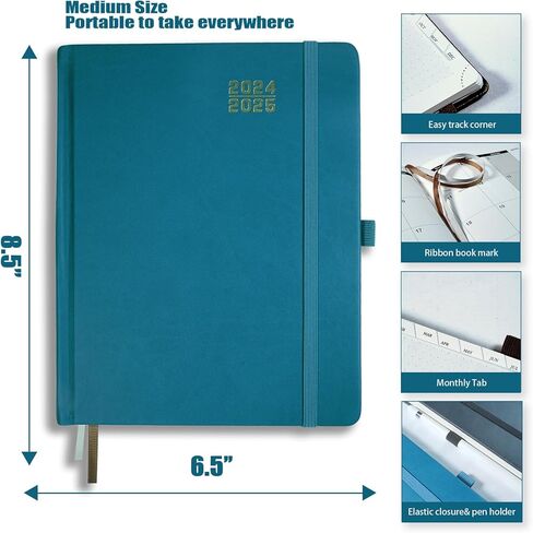 مخطط 2024-2025، كتاب مواعيد يومي أسبوعي وشهري 2025، حجم متوسط ​​(6.5 بوصة × 8.5 بوصة)، جدول تقويم بغطاء صلب مع جدول كل ساعة، علامات تبويب شهرية، 100 جرام في المتر المربع، مثالي لتخطيط مكتب المدرسة والمنزل - وردي ناعم in Kuwait