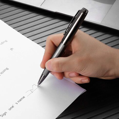 Ballpoint Pen with Gift Box for Men Women,Luxury Stainless Steel Retractable Pen Executive Home Office Use, and 2 Extra Refills Black Ink 1.0mm B2 (full gray) in Saudi Arabia