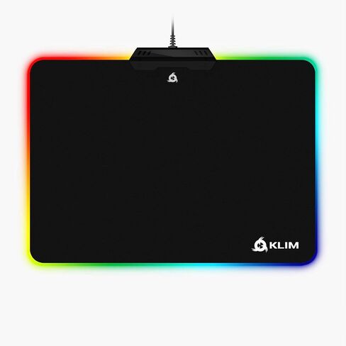 لوحة ماوس ألعاب KLIM RGB - لوحة ماوس ألعاب ذات سطح صلب أسود كبير LED USB - تأثيرات إضاءة Chroma - مصابيح LED - 13.7 × 10.3 × 0.4 بوصة - مريحة in Kuwait