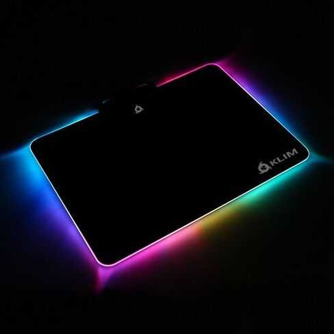 لوحة ماوس ألعاب KLIM RGB - لوحة ماوس ألعاب ذات سطح صلب أسود كبير LED USB - تأثيرات إضاءة Chroma - مصابيح LED - 13.7 × 10.3 × 0.4 بوصة - مريحة in Kuwait