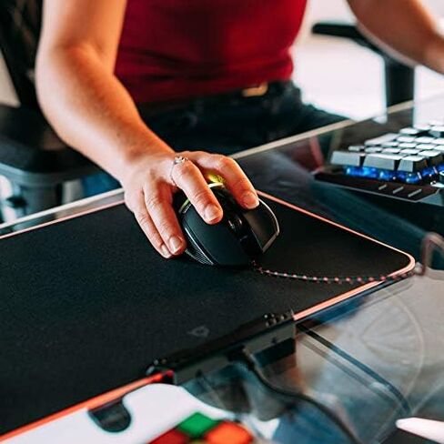 لوحة ماوس ألعاب KLIM RGB - لوحة ماوس ألعاب ذات سطح صلب أسود كبير LED USB - تأثيرات إضاءة Chroma - مصابيح LED - 13.7 × 10.3 × 0.4 بوصة - مريحة in Kuwait