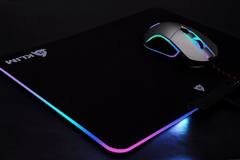 لوحة ماوس ألعاب KLIM RGB - لوحة ماوس ألعاب ذات سطح صلب أسود كبير LED USB - تأثيرات إضاءة Chroma - مصابيح LED - 13.7 × 10.3 × 0.4 بوصة - مريحة in Kuwait