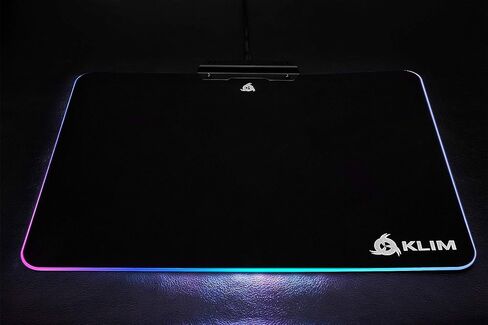 لوحة ماوس ألعاب KLIM RGB - لوحة ماوس ألعاب ذات سطح صلب أسود كبير LED USB - تأثيرات إضاءة Chroma - مصابيح LED - 13.7 × 10.3 × 0.4 بوصة - مريحة in Kuwait