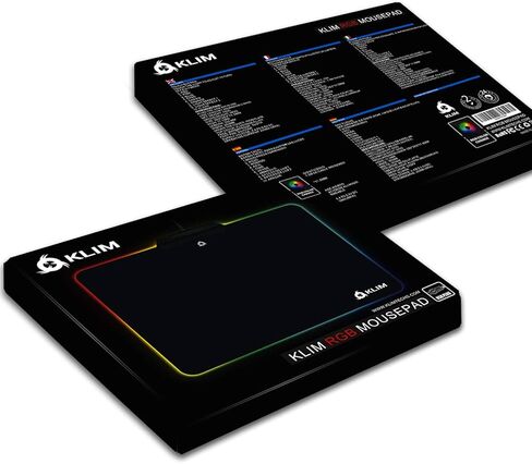 لوحة ماوس ألعاب KLIM RGB - لوحة ماوس ألعاب ذات سطح صلب أسود كبير LED USB - تأثيرات إضاءة Chroma - مصابيح LED - 13.7 × 10.3 × 0.4 بوصة - مريحة in Kuwait