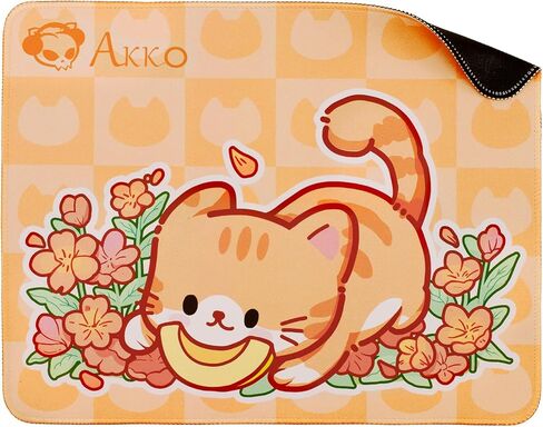 Akko Gaming Mousepad, Cat Theme Orange Keyboard Computer Mouse Pad Desk Mat with Stitched Edges, 14.17 x 11.02 in Anti-Slip Durable Rubber Base for Home Office Gaming Work in Saudi Arabia