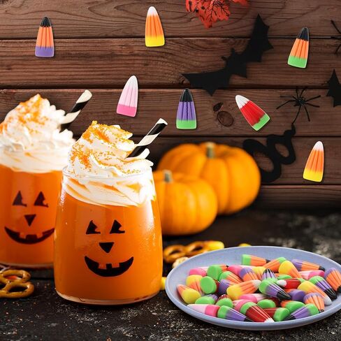 36 Pieces Fake Candy Corn Embellishments, Halloween Decor Resin Candy Corn Beads Party Supplies Candy Decors with Box DIY Crafts Scrapbooking Accessories (RainbowColor) in Kuwait