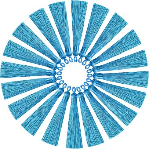 شرابات لصنع المجوهرات، شرابات حريرية مقلدة متعددة الألوان مصنوعة يدويًا مقاس 8.89 سم مع حلقة تعليق للإشارة المرجعية، شرابات، أساور، أقراط، سلسلة مفاتيح أكريليك وحرف يدوية (40 لونًا مختلطًا) in Kuwait