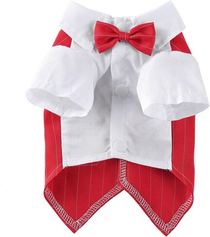 Formal Pet Attire for Small Dog Cats, Christmas Shirt Costume with Bow Tie, Puppy Tuxedo for Parties and Events (Large, Red) in Kuwait