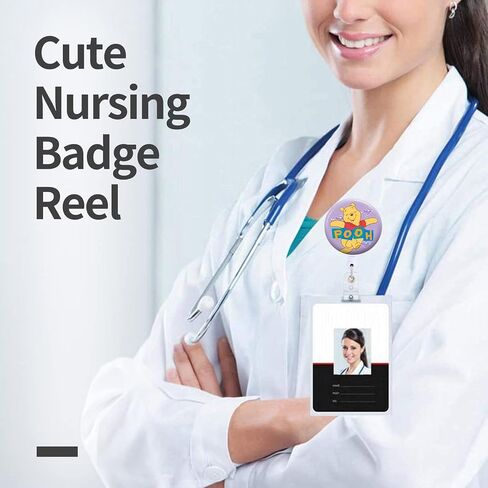 Badge Reels Holder Retractable with ID Clip for Nurse Name Tag Card Cute Adorable Cartoon Bear Nursing Doctor Teacher Student Medical Work Office Alligator Clip ZJK477 in Saudi Arabia