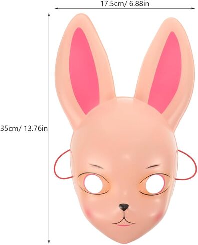 قناع Kitsune Bunny Mask لعيد الفصح، قناع تنكر على شكل أرنب لحفلات تنكرية وحفلات عيد الفصح والهالوين باللون الأبيض in Saudi Arabia