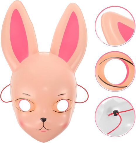 قناع Kitsune Bunny Mask لعيد الفصح، قناع تنكر على شكل أرنب لحفلات تنكرية وحفلات عيد الفصح والهالوين باللون الأبيض in Saudi Arabia