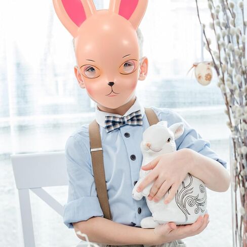 قناع Kitsune Bunny Mask لعيد الفصح، قناع تنكر على شكل أرنب لحفلات تنكرية وحفلات عيد الفصح والهالوين باللون الأبيض in Saudi Arabia