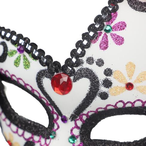 GREUS Sugar Skull Mask Women Mexican Day of the Dead Mask Flower Masquerade Mask Costume Half Face Mask for Halloween in Saudi Arabia