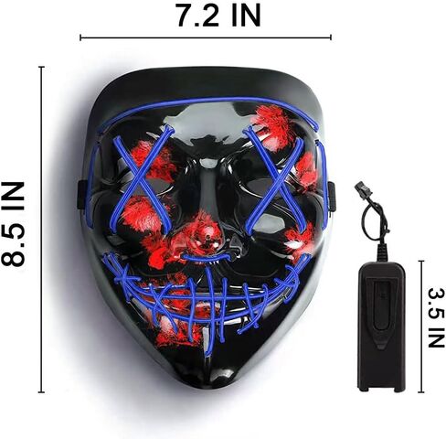 Halloween Mask Costume, LED Purge Mask, LED Light Up Mask with 3 Lighting Modes Masquerades Parties Carnival Gifts in Saudi Arabia