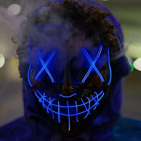 Halloween Mask Costume, LED Purge Mask, LED Light Up Mask with 3 Lighting Modes Masquerades Parties Carnival Gifts in Saudi Arabia
