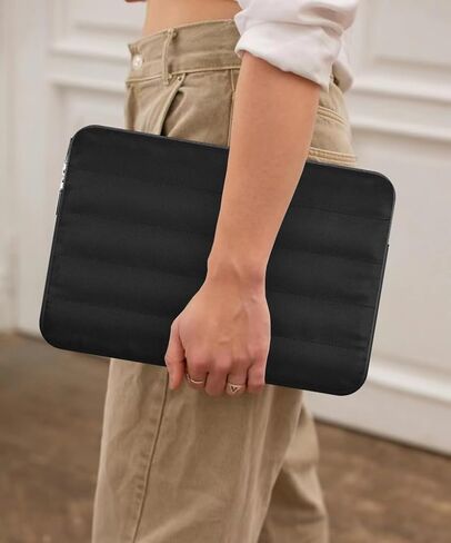 WU-S Puffy 15-16 Inch Laptop Sleeve Case for Women Men Carrying Cover Compatible with MacBook Pro 15" 16", Latitude 7640, 15.6" 15b. Notebook Portable Case (Beige, 15-16 Inch) in Kuwait