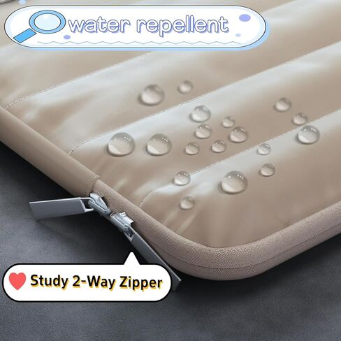 WU-S Puffy 15-16 Inch Laptop Sleeve Case for Women Men Carrying Cover Compatible with MacBook Pro 15" 16", Latitude 7640, 15.6" 15b. Notebook Portable Case (Beige, 15-16 Inch) in Kuwait